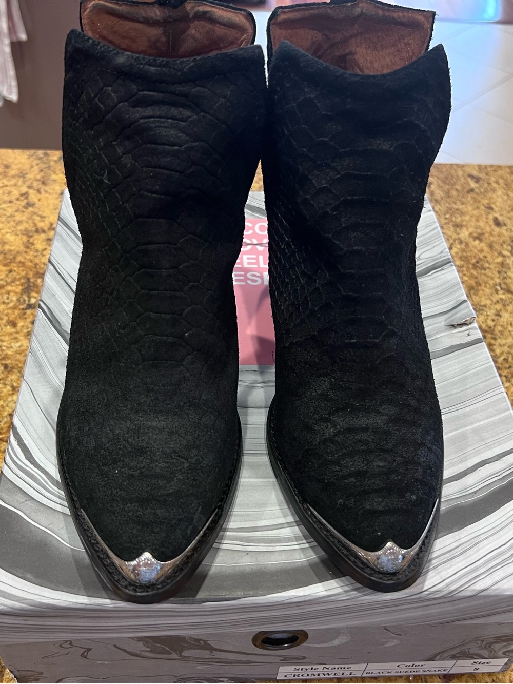 Jeffrey Campbell Cromwell bootie black suede snake size 8 - Picture 14 of 16